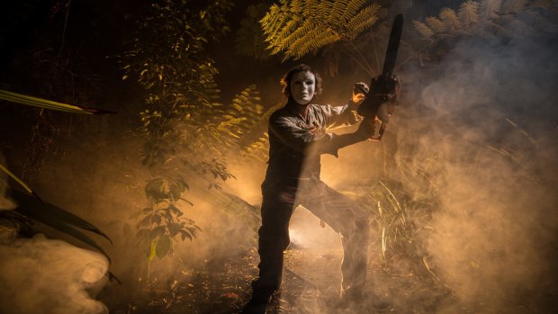 Horror Movie Campout character "Saw" in the bush at Kariong. Sydney's first horror movie festival promises to be an immersive, if chilling, experience.