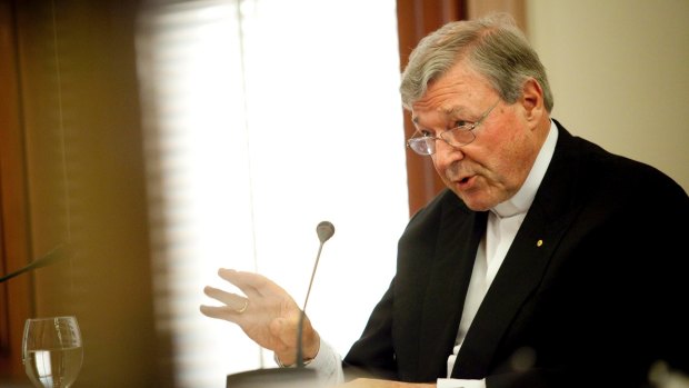 Cardinal George Pell at Victoria's parliamentary inquiry into child sex abuse and the Catholic church.