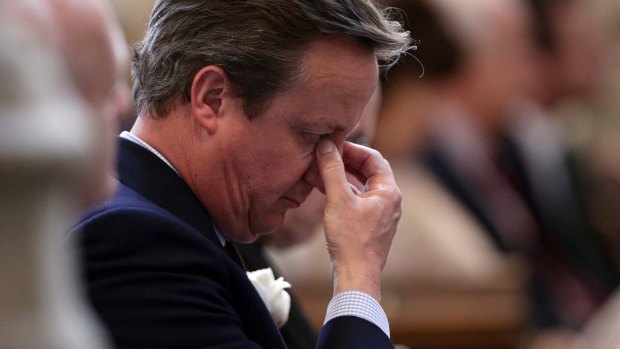 British Prime Minister David Cameron at a service for Jo Cox.