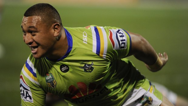 Century man: Raiders second-rower Josh Papalii will play his 100th NRL game against the Wests Tigers on Monday night.