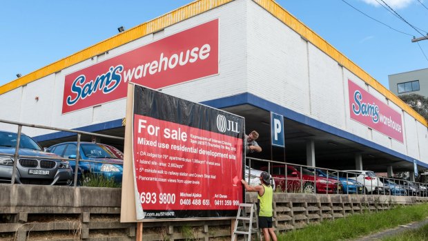 Sam's Warehouse in Wollongong put 'for sale' signs up in 2015.
