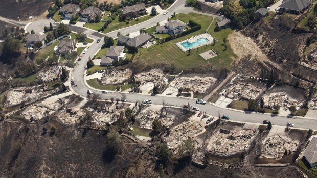 Homes destroyed by the Sleepy Hollow fire  in Wenatchee, Washington.