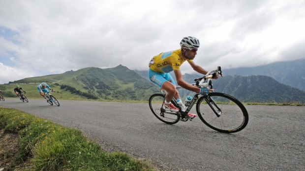 Italy's Vincenzo Nibali speeds down Val Louron Azet pass during the seventeenth stage of the Tour de France this year.