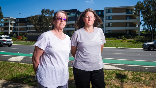 Carol Raut resident of Bellerive and Woden Valley Community Council president Fiona Carrick are concerned about overshadowing.  