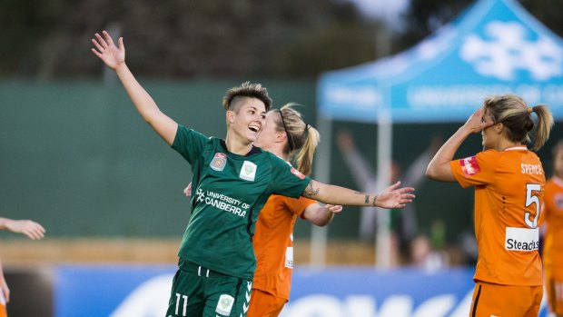 Back with open arms: Matildas striker Michelle Heyman has re-signed with Canberra United.