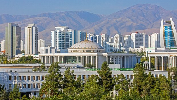 Skyline of Ashgabat, Turkmenistan - the most expensive city in the world.