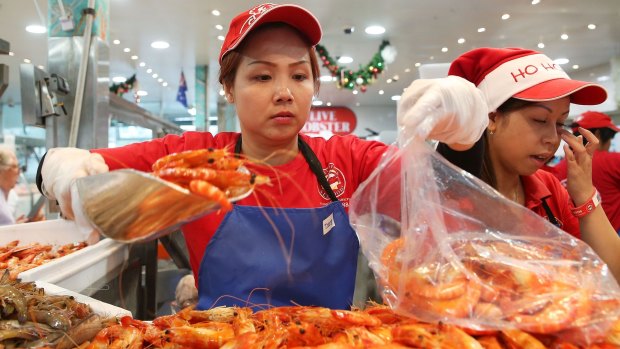 Prawns are always in high demand before Christmas at the fish markets.