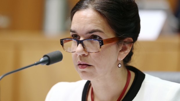Tasmanian senator Lisa Singh, pictured during an estimates hearing at Parliament House, has signed the "pollution free politics pledge" being pushed by green group 350.org.