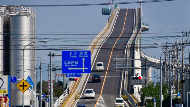 The Eshima Ohashi Bridge became a major tourist attraction after being featured in a TV ad.