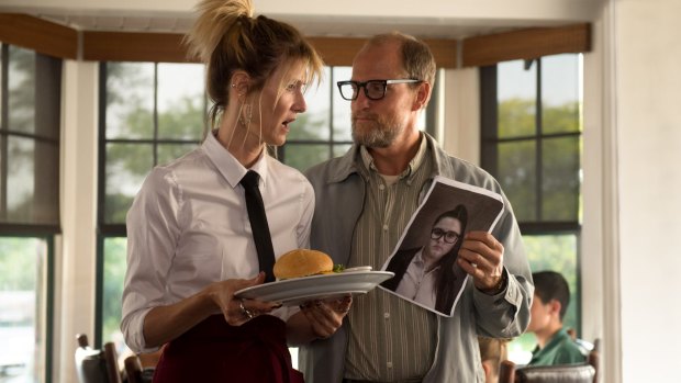 Laura Dern as (Pippi) and Woody Harrelson (Wilson) go on a search for their daughter in Wilson.