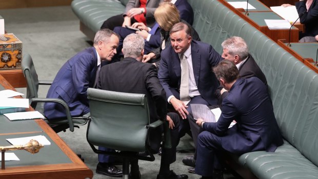 Opposition Leader Bill Shorten, Anthony Albanese, Tony Burke and other Labor MPs talk tactics.
