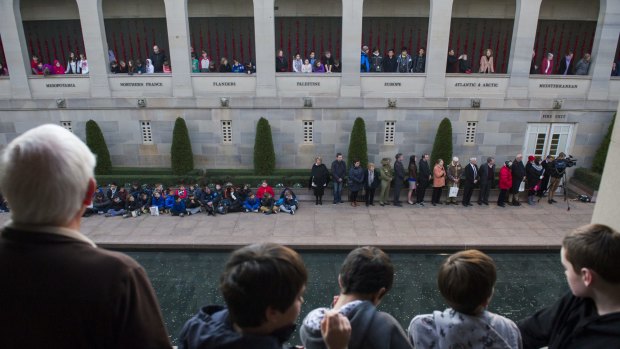 Students from all over the nation at the Australian War Memorial on Thursday to mark the 100th anniversary of the Battle of Lone Pine at Gallipoli .