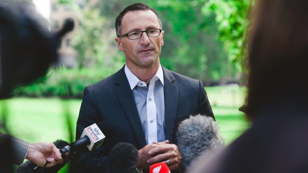 Senator Di Natale announcing an initiative to restrict alcohol advertising on TV. 