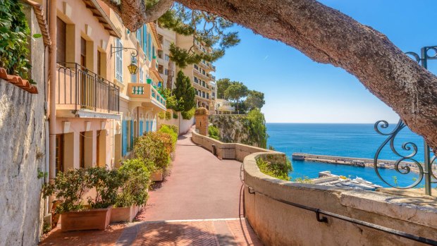 Street in Monaco Village in Monaco Monte Carlo, France.