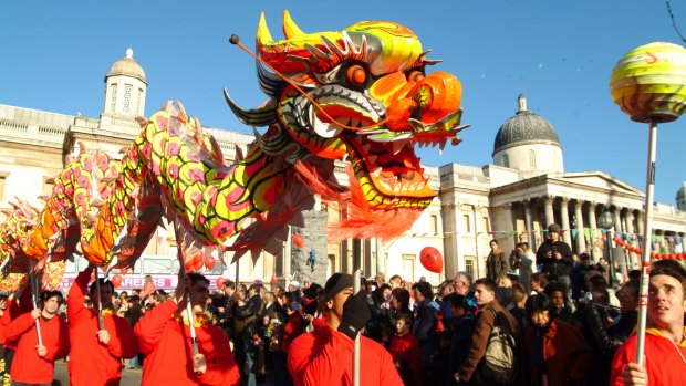Chinese dragon in Trafalgar Square, London