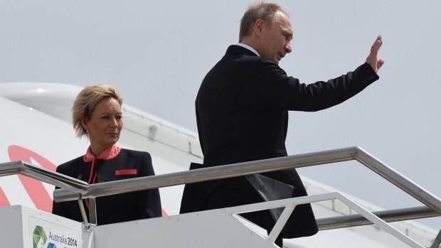 Vladimir Putin leaves the Brisbane G20 summit.