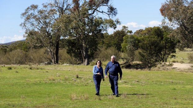 Concerned land owners at Mt Fairy will protest on Tuesday about a proposed wind farm near their properties between Bungendore and Braidwood. Jane Keany, left and Michael Crawford, pictured on Jane's property, will be joined by others at the ACT Legislative Assembly.
protest.