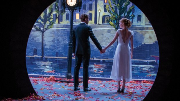 Likely to win a shelf of Oscars but no certainty for best picture: Emma Stone and Ryan Gosling in <i>La La Land</i>.