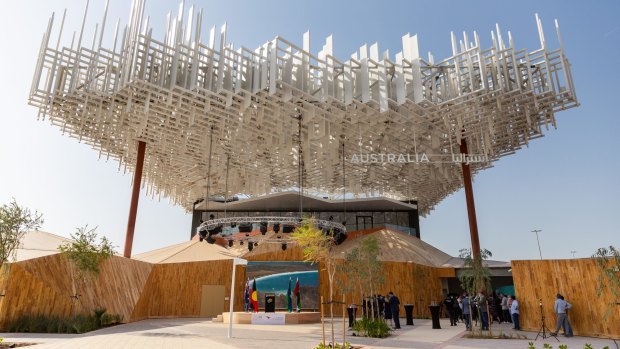 The newly completed Australia pavilion, "Blue Sky Dreaming" at this year's Dubai World Expo.

Photo: supplied