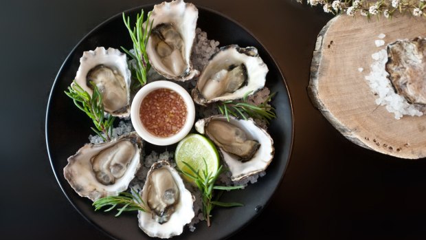 Specially grown oysters from Wapengo Rocks Wild Organic Oysters served at Temporada.