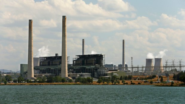 AGL Energy's Liddell power plant, with Lake Liddell in the foreground, and Bayswater power plant behind.