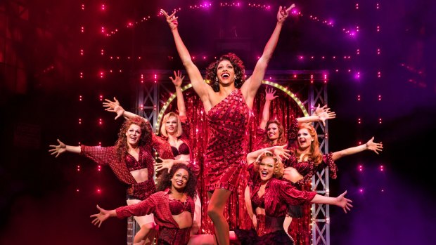 Lola (Callum Francis) and her "angels" in <I>Kinky Boots</I>.