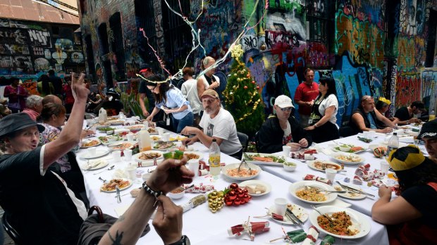 Chef Andrew Blake's lunch for the homeless in the Melbourne CBD.