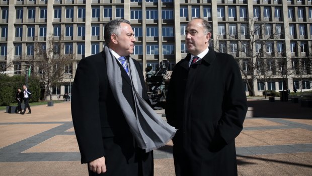 Treasurer Joe Hockey and Treasury Secretary John Fraser in budget week.