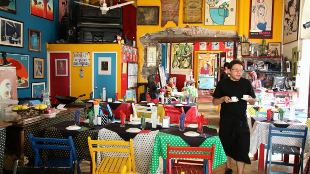 Inside Colonia's quirky El Drugstore cafe.