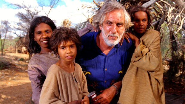 Rabbit Proof Fence director Phillip Noyce with actors Everlyn Sampi (left, Molly), Tianna Sainsbury (Daisy) and Laura Monaghan (Gracie).