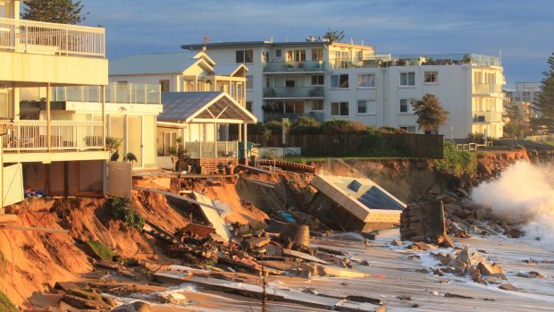 Houses at Collaroy damaged by the June 2016 storms.