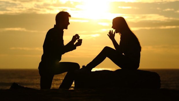 A romantic proposal at sunset. This is not how mine worked out.