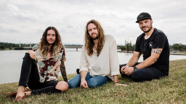 Rock band Hands Like Houses will be playing at the 'Australia day in the Capital' concert on Thursday. From left, band members Alex Pearson, Joel Tyrrell and Matthew Parkitny. Photo: Jamila Toderas