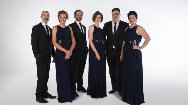 The Song Company 2015 (from left): Mark Donnelly, Hannah Fraser, Richard Black, Susannah Lawergren, Andrew O'Connor, Anna Fraser.