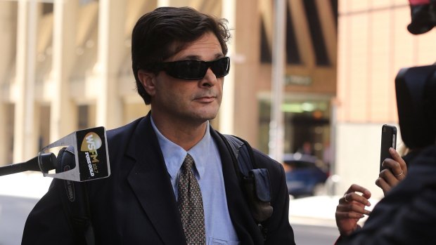Christopher Fotis leaves the royal commission after giving evidence in April 2015. 