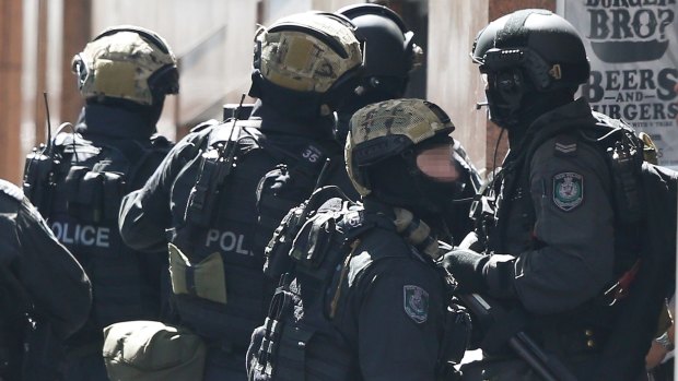 NSW Tactical Operations police attend the Martin Place siege.