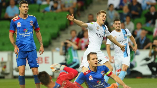 Stefan Mauk of Melbourne City celebrates after putting his team 2-0 up. 