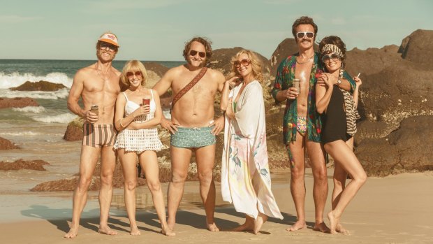 The good old days: Keith Hall (Guy Pearce), Kaye Hall (Kylie Minogue), Bob Marsh (Jeremy Sims), Gale Marsh (Asher Keddie), Rick Jones (Julian McMahon) and Jo Jones (Radha Mitchell) in Swinging Safari.