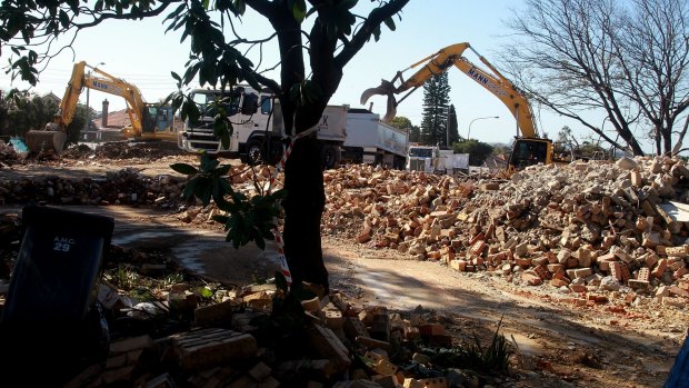 A house on Allum Street in Haberfield st is demolished on August 16.