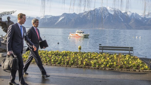US Secretary of State John Kerry arrives for the nuclear talks.