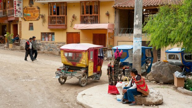 The market street of Ollantaytambo, Peru.