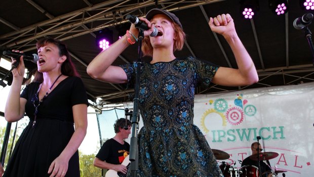 Sarah Rae Meharg and Nina Florence of 'Tiger Street' perform during Jazz at the Ipswich Festival.