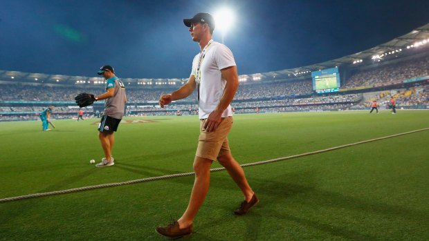 Smart casual: Chris Lynn takes it easy while the Brisbane Heat take on the Perth Scorchers at the Gabba.
