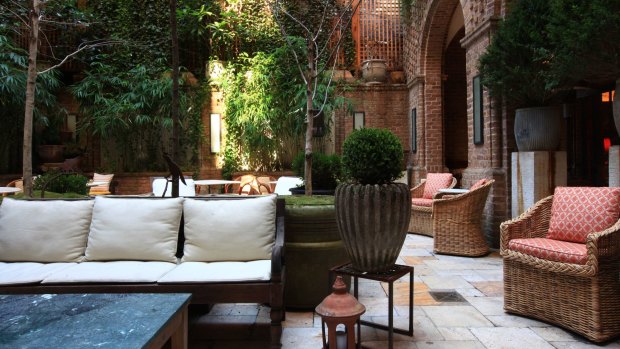 The Greenwich Hotel's courtyard.