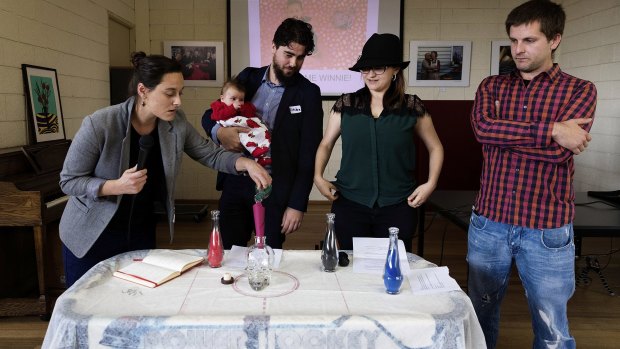 A child's naming ceremony at the Sunday Assembly.