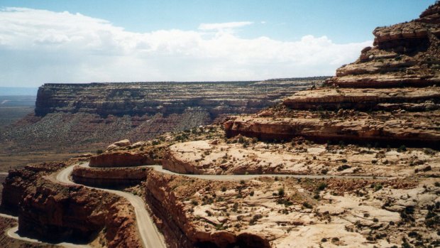 Moki Dugway, a road carved right out of a cliff face.