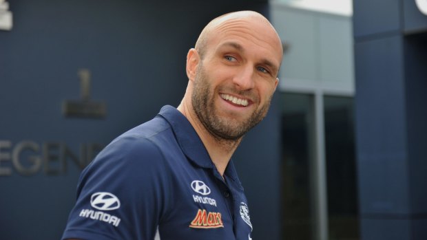 Chris Judd arrives at the club on Tuesday.