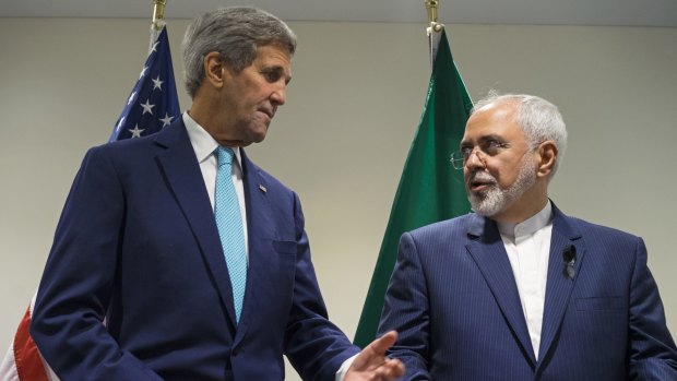 US Secretary of State John Kerry meets with Iranian Foreign Minister Mohammad Javad Zarif at the UN headquarters in September last year.