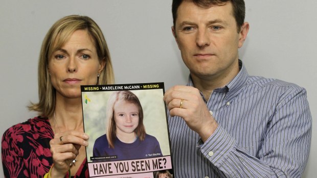 Kate and Gerry McCann with a poster depicting an age progression computer-generated image of their daughter Madeleine, to mark her ninth birthday and the fifth anniversary of her disappearance.