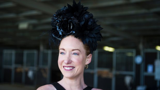 Henry says judges are looking for darker colours on Sunday, like this headpiece by Jerrabomberra milliner Cynthia Jones-Bryson.